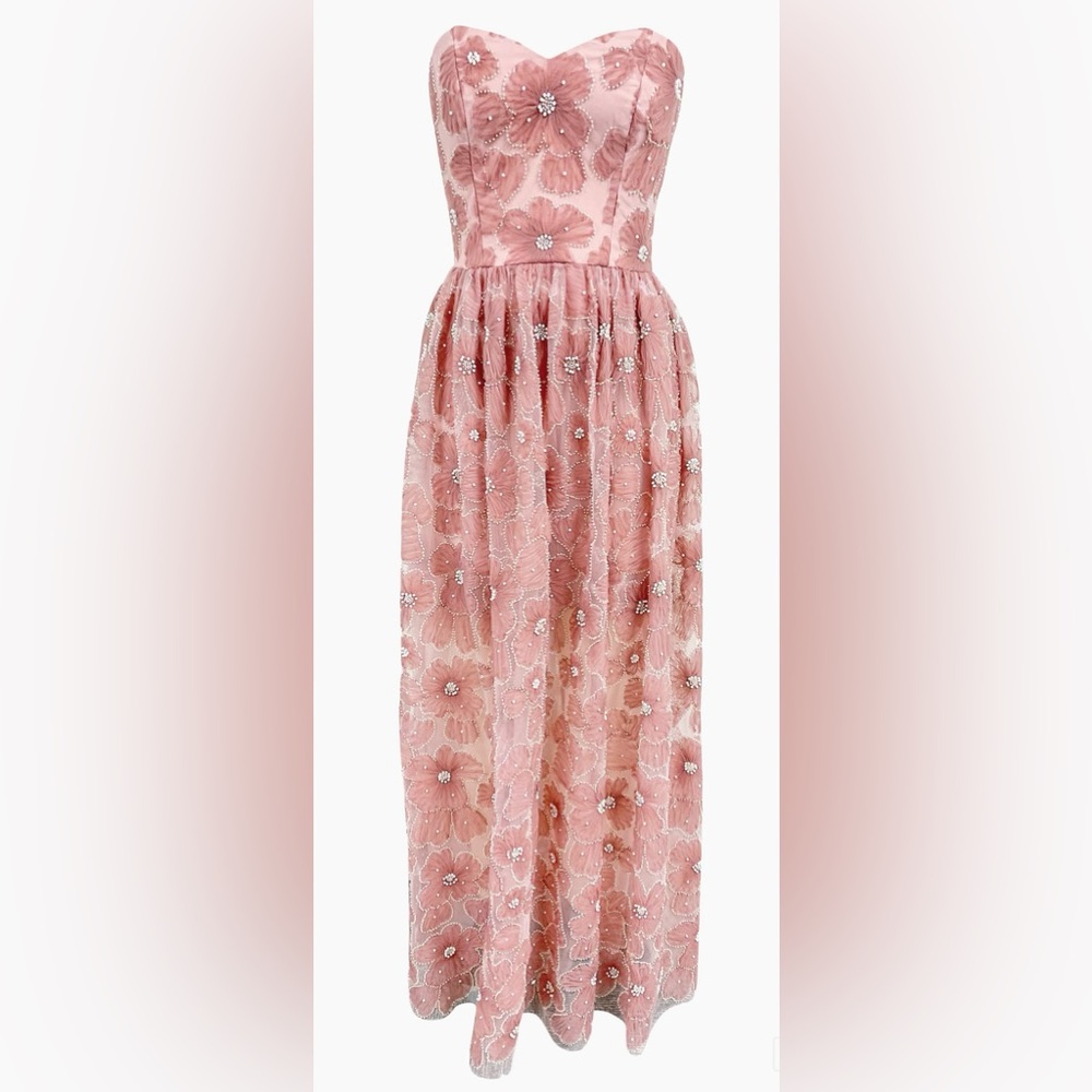 Dress the Population Audrina Embellished Strapless Fit-And-Flare GownMauve Multi